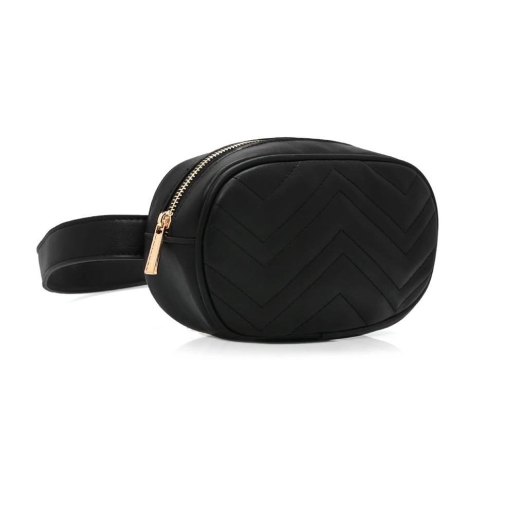 Fashion Nova Black Leather Fanny Pack Belt Bag